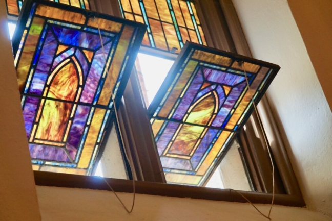 Small Tiffany windows at First Presbyterian Church in Easton, PA